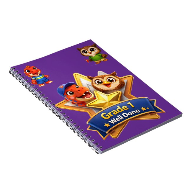 Caderno Espiral Grade 1 well done hoot the owl and Rex achievement (Lado Direito)