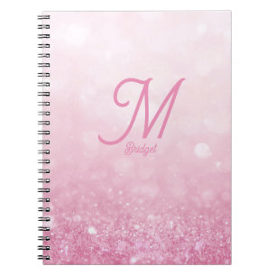 Caderno Espiral Gradiente abstrato brilhante feminino rosa menina