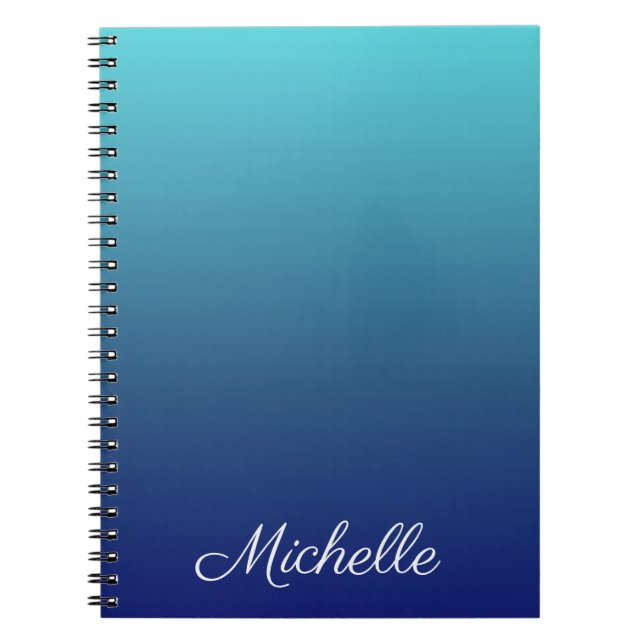Caderno Espiral Gradiente azul-ombre personalizado (Frente)