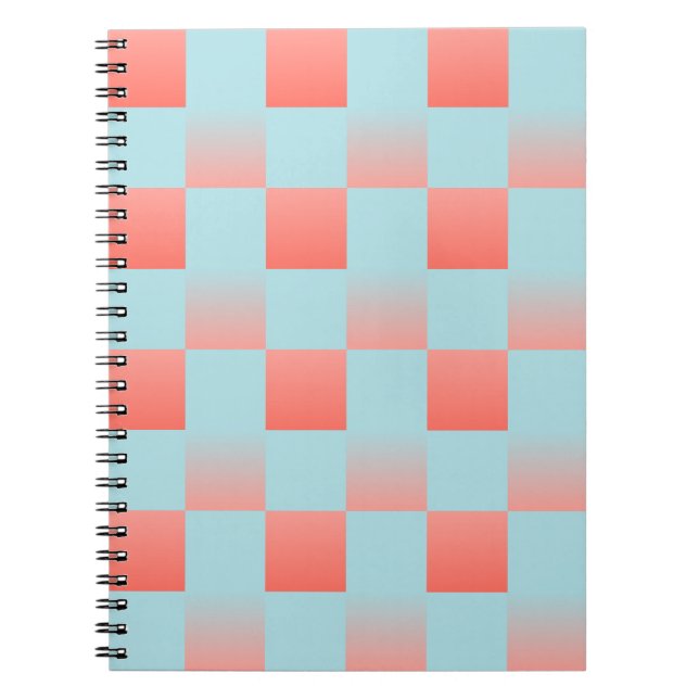 Caderno Espiral gradiente com gradiente de verificação na moda, pó (Frente)