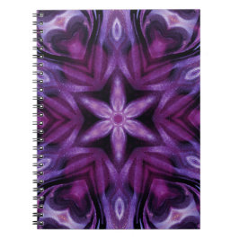 Caderno Espiral Gradiente de Corações do Caleidoscópio Roxo