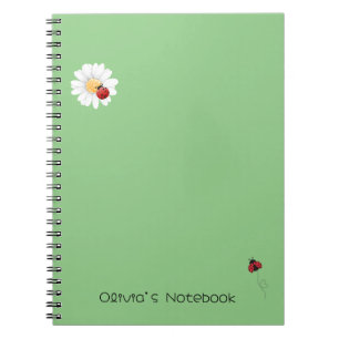 Caderno Espiral Gradiente de Flor de Ladybug Cute Nome personaliza