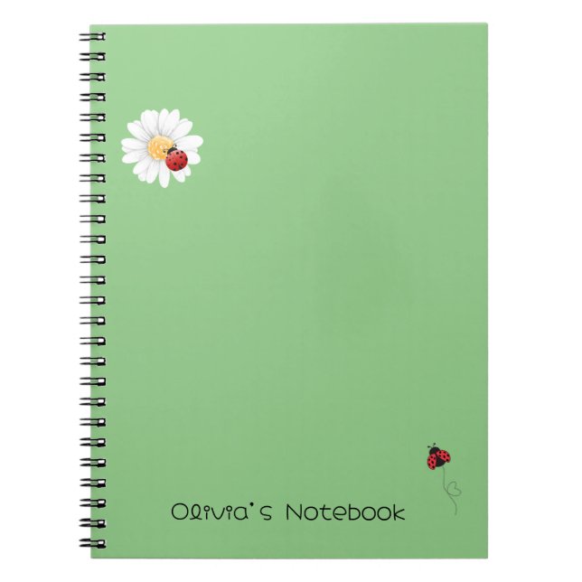 Caderno Espiral Gradiente de Flor de Ladybug Cute Nome personaliza (Frente)