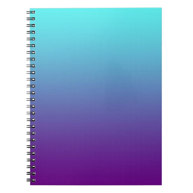 Caderno Espiral Gradiente de Fundo Simples Turquesa Azul Roxo (Frente)
