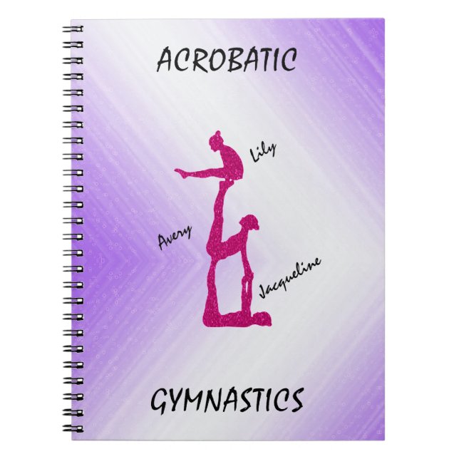 Caderno Espiral Gradiente de ginástica Acrobática com até 3 Nomes (Frente)