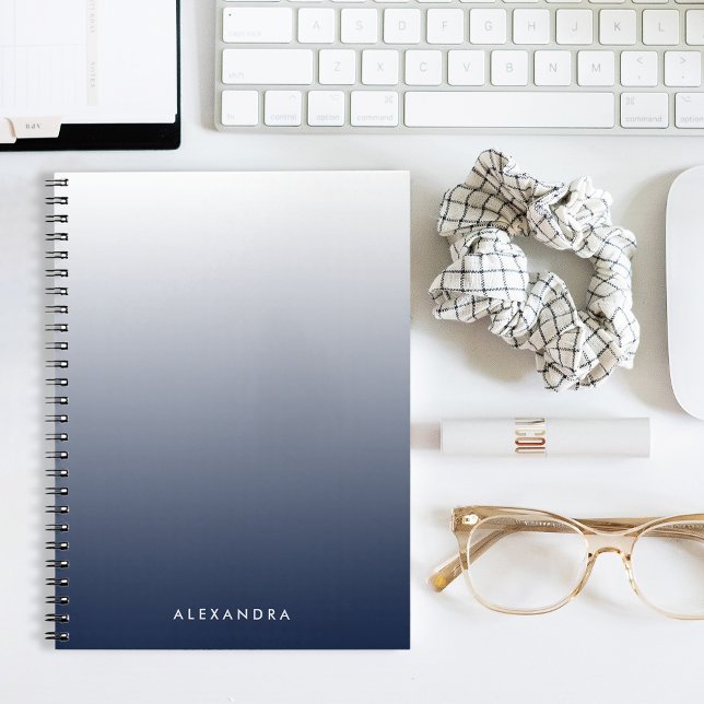 Caderno Espiral Gradiente de Ombre de marinho Personalizado (Criador carregado)