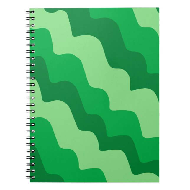 Caderno Espiral Gradiente de ondas de oceano verde (Frente)