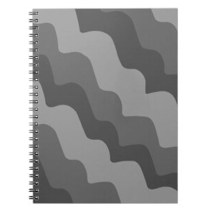 Caderno Espiral gradiente de ondas do oceano de cinza