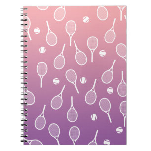 Caderno Espiral Gradiente de Padrão de Raquetas Retro-Tênis de B