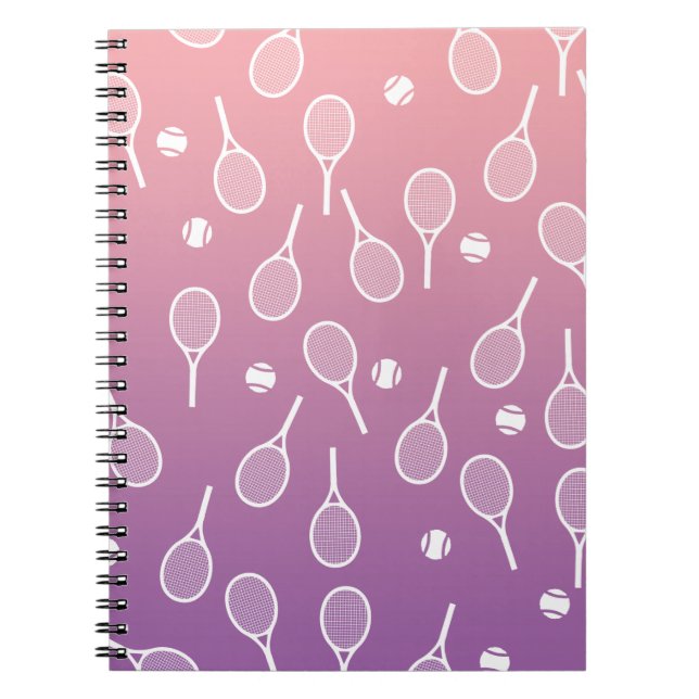 Caderno Espiral Gradiente de Padrão de Raquetas Retro-Tênis de Bra (Frente)