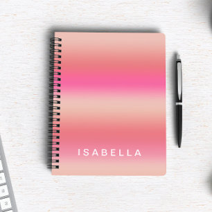Caderno Espiral Gradiente de Rosa de Espelhamento Rosa Moderno Per