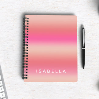 Caderno Espiral Gradiente de Rosa de Espelhamento Rosa Moderno Per