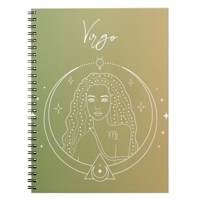 Caderno Espiral Gradiente de sinal de estrela do horóscopo do Virg (Frente)