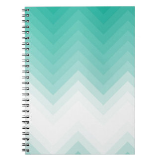 Caderno Espiral Gradiente do Livro de Nota Verde Ombre Chevron Eme