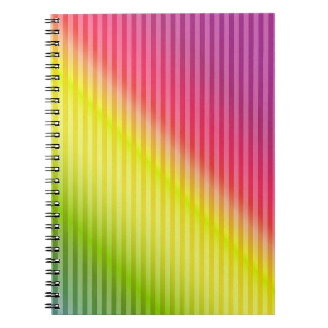 Caderno Espiral Gradiente fluorescente neon brilhante arco-íris om (Frente)