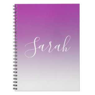 Caderno Espiral Gradiente Simples Moderno Mínimo de Ombre Roxo