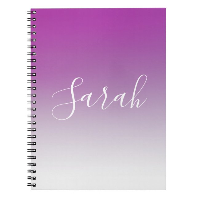 Caderno Espiral Gradiente Simples Moderno Mínimo de Ombre Roxo (Frente)