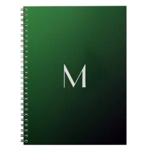 Caderno Espiral Gradiente Verde Esmeralda - monograma ousado