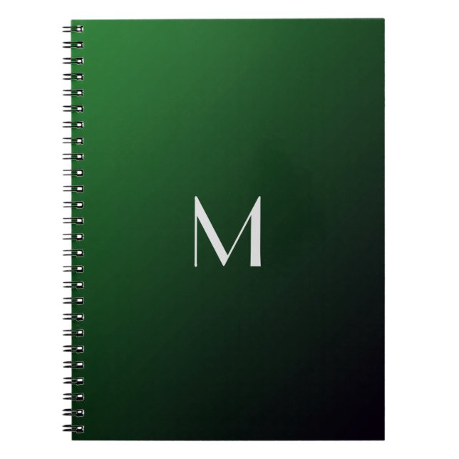 Caderno Espiral Gradiente Verde Esmeralda - monograma ousado (Frente)