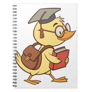 Caderno Espiral Graduação de Estudantes de Pato de Cartoon Intelig