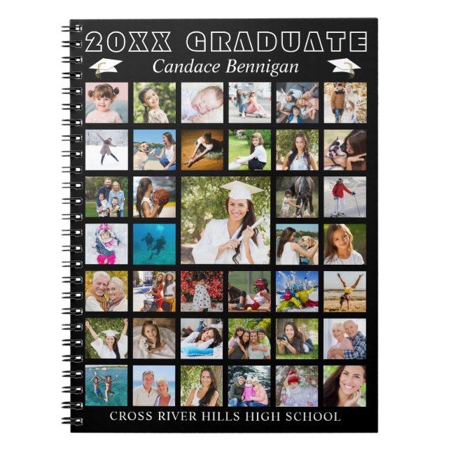 Caderno Espiral Graduation Photo Collage Guestbook Memory Book (Frente)