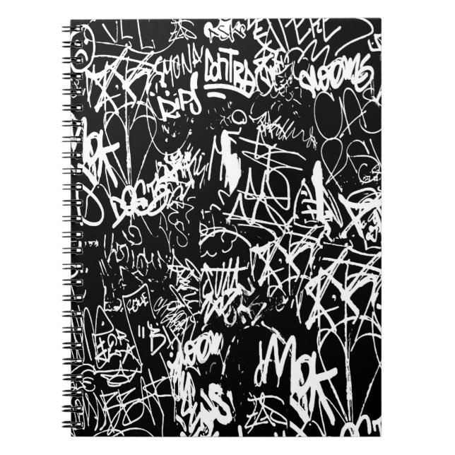 Caderno Espiral Graffiti Abstract Collage Print Pattern (Frente)