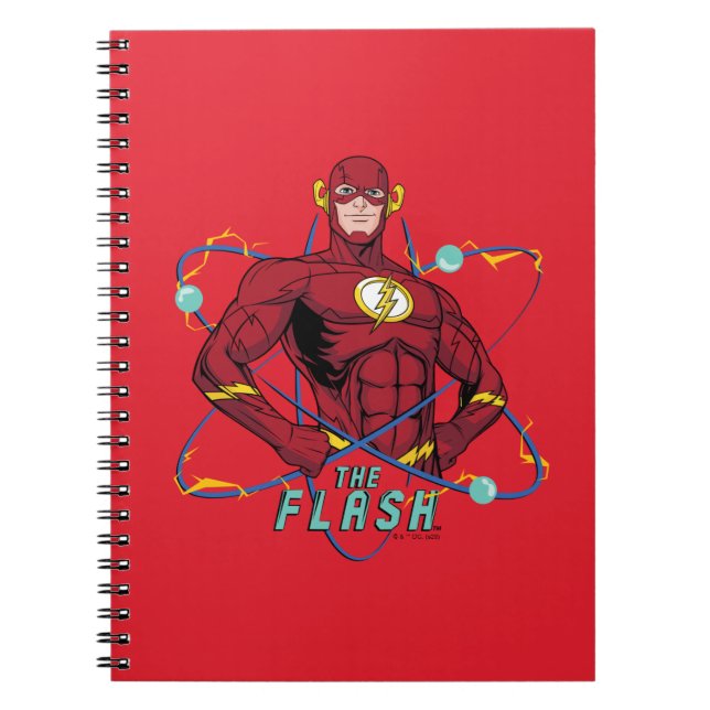 Caderno Espiral Gráfico Atômico Flash de Cartoon (Frente)