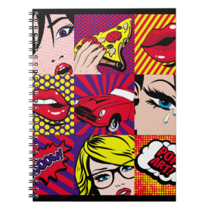 Caderno Espiral Gráfico da placa de pop de arte,arte,quadrinhos,po