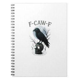 Caderno Espiral Gráfico de Halloween de caveira de corvo gótico F