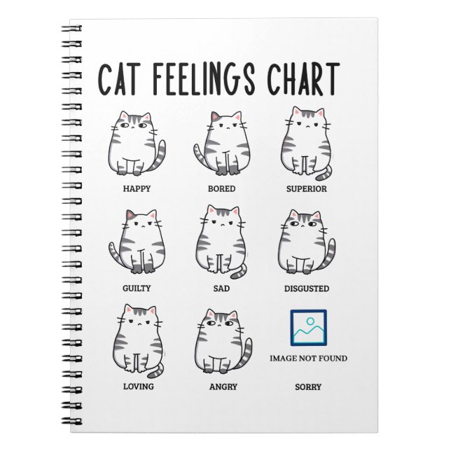 Caderno Espiral Gráfico de Sentimentos de Gatos (Frente)