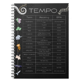 Caderno espiral gráfico de tempo musical