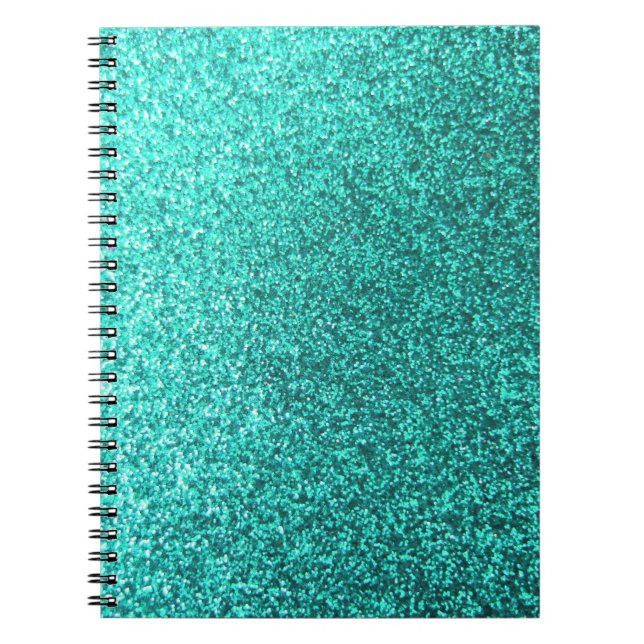 Caderno Espiral Gráfico do brilho do falso de turquesa (Frente)