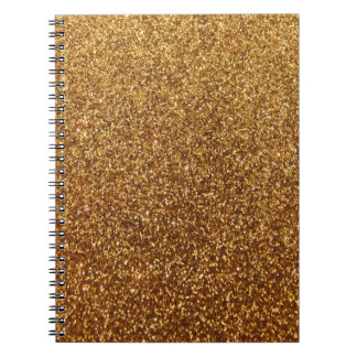 Caderno Espiral Gráfico Dourado do brilho do falso