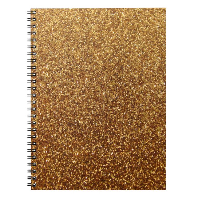 Caderno Espiral Gráfico Dourado do brilho do falso (Frente)