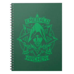 Caderno Espiral Gráfico esmeralda do arqueiro da seta  