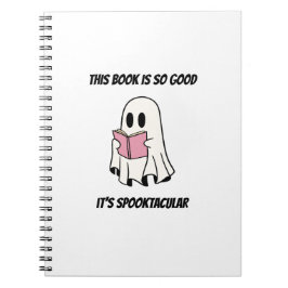 Caderno Espiral Gráficos de Halloween de Fantasma Lendo um Livro