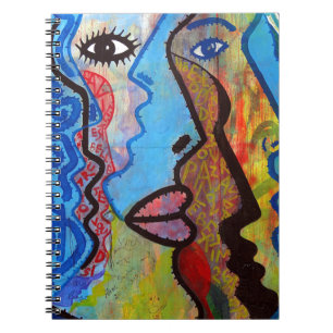 Caderno Espiral Grafite Abstrato colorido