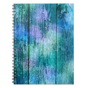 Caderno Espiral Grafite De Cerca De Madeira Turquesa Verde Azul Pú