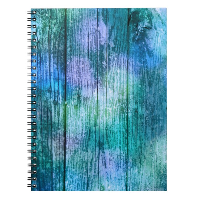 Caderno Espiral Grafite De Cerca De Madeira Turquesa Verde Azul Pú (Frente)