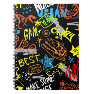Caderno Espiral Grafite para rapazes: Resfriamento desenhado à mão