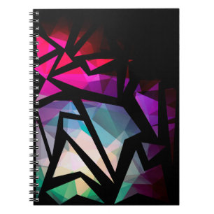 Caderno Espiral grafite poligonal moderno abstrato