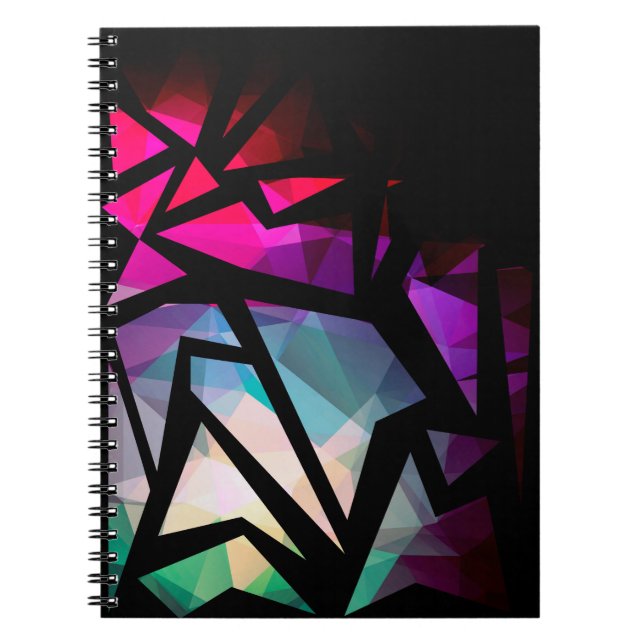 Caderno Espiral grafite poligonal moderno abstrato (Frente)