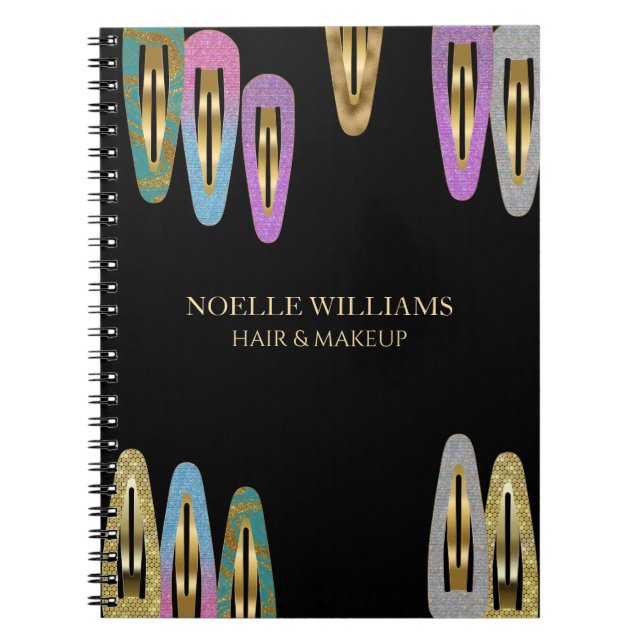 Caderno Espiral Grampo de Cabelo Brilhante Moderno Profissional pa (Frente)