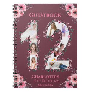 Caderno Espiral Grande 12 Birthday Rapariga Fotografia Collage Flo