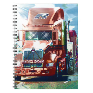 Caderno Espiral Grande Caminhão Vermelho para Caminhoneiros e Aman