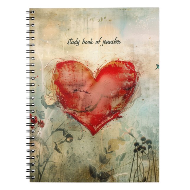 Caderno Espiral Grande Coração Vermelho (Frente)