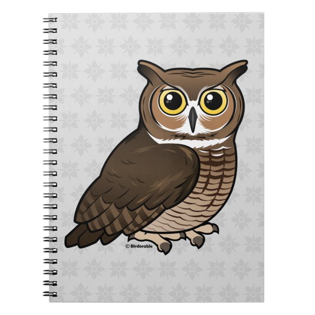 Caderno Espiral Grande coruja Horned (Frente)
