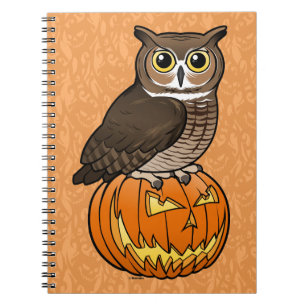 Caderno Espiral Grande coruja Horned do Dia das Bruxas