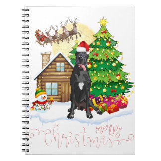 Caderno Espiral Grande dane, amante de cachorro de Natal