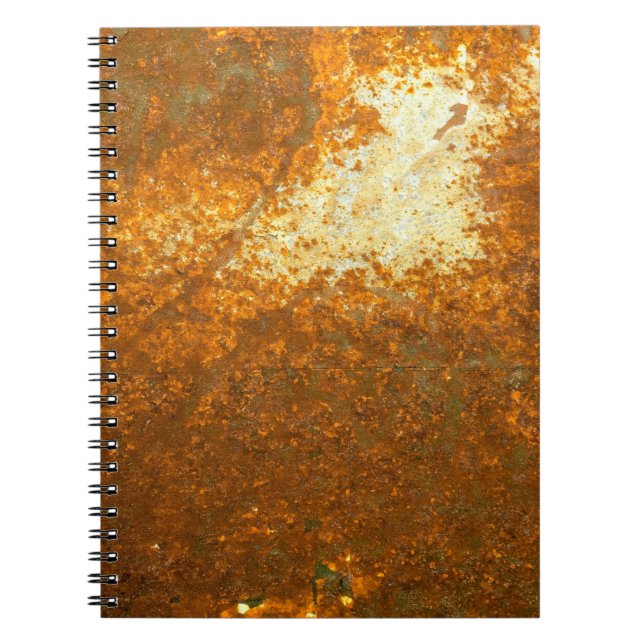 Caderno Espiral grande fundo de ferrugem abstrato, antigo, antigo, (Frente)